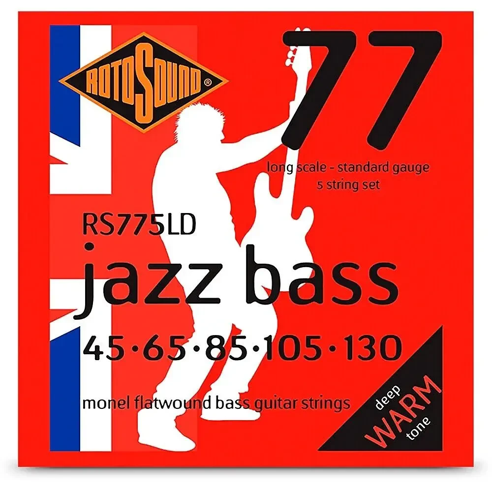 Струны для бас-гитары Rotosound RS775LD Jazz Bass Monel Flatwound Bass Strings 5-String Set 45-130