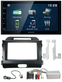 Kenwood 2DIN Bluetooth Lenkrad USB DAB Autoradio für Kia Sportage III 10-15 schw
