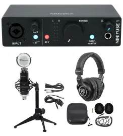 Arturia Minifuse 1-Person Podcast Podcasting Bundle w/ Microphone+Headphones