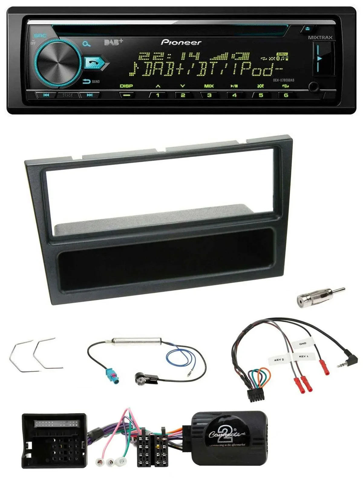 Pioneer DAB Lenkrad CD USB Bluetooth Autoradio für Opel Corsa C 2004-2006 schwar