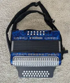 Hohner Corona II Diatonic Accordion FBbEb Blue Lacquer w/Bag and Straps - Sample