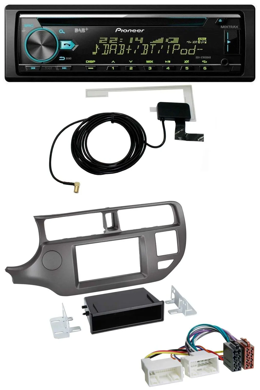 Автомагнитола Pioneer DAB, CD/MP3, USB, AUX для Kia Rio UB (2011–2014), цвет антрацит