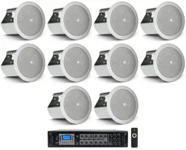 10 JBL CONTROL 14C/T 4" In-Ceiling Speakers+Receiver Amp For Restaurant/Bar/Cafe