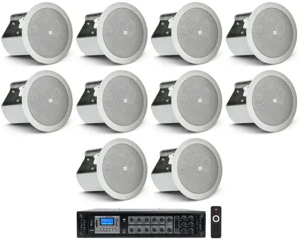 10 JBL CONTROL 14C/T 4" In-Ceiling Speakers+Receiver Amp For Restaurant/Bar/Cafe