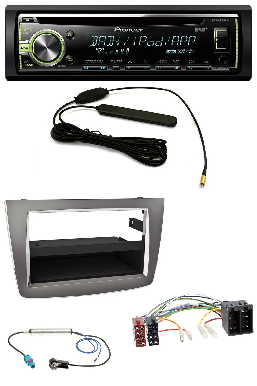 Автомагнитола Pioneer для Alfa Romeo MiTo 955 (2008–2014) CD/MP3, USB, AUX, DAB, ISO, темно-серебристая