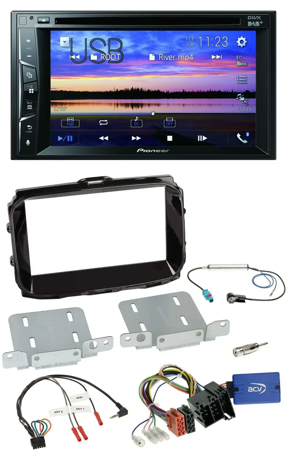 Автомагнитола для Alfa Romeo Giulietta Pioneer 2DIN, Bluetooth, USB, DVD, DAB, поддержка кнопок на руле