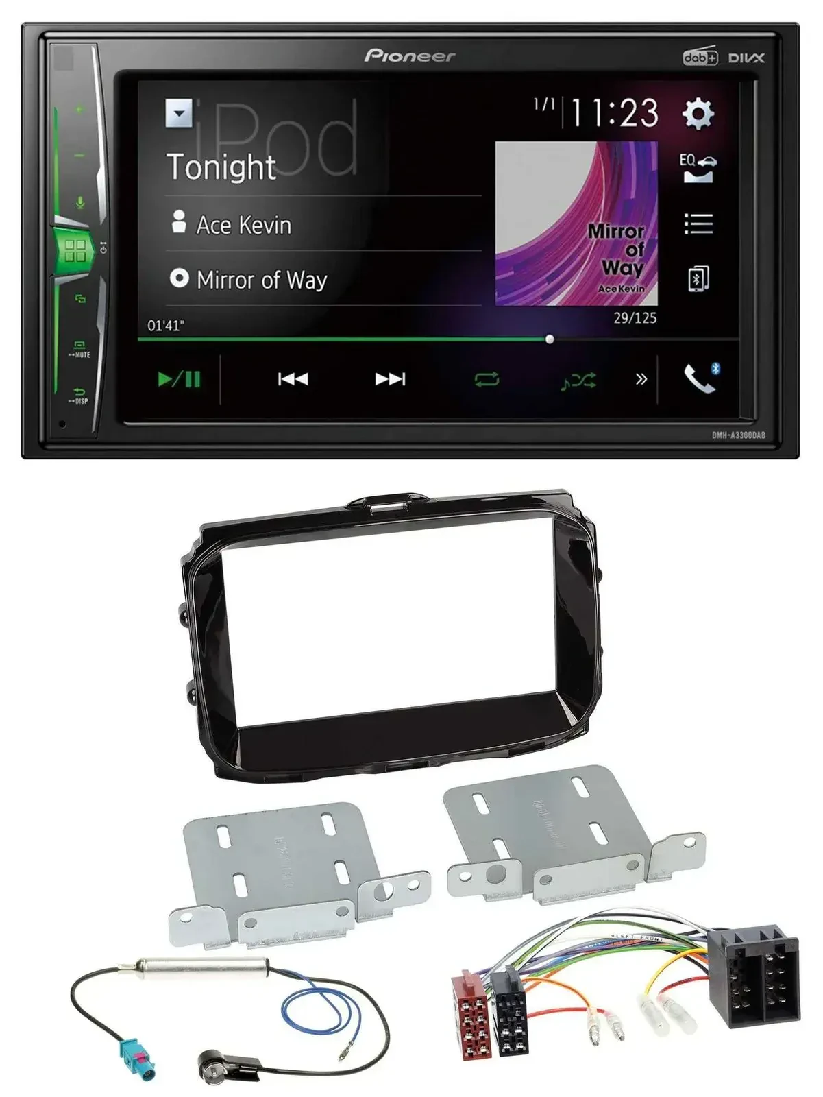 Автомагнитола для Alfa Romeo Pioneer 2-DIN MP3 DAB USB Bluetooth (ISO, с 2013), цвет: Piano Black