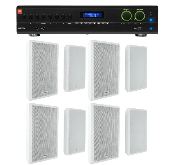 Настенная акустика JBL Rock Slim 70W White с усилителем (8 штук)