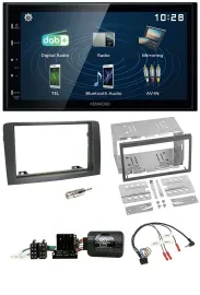 Автомагнитола Kenwood 2-DIN Bluetooth USB DAB для Fiat Idea 2006–2012 серый