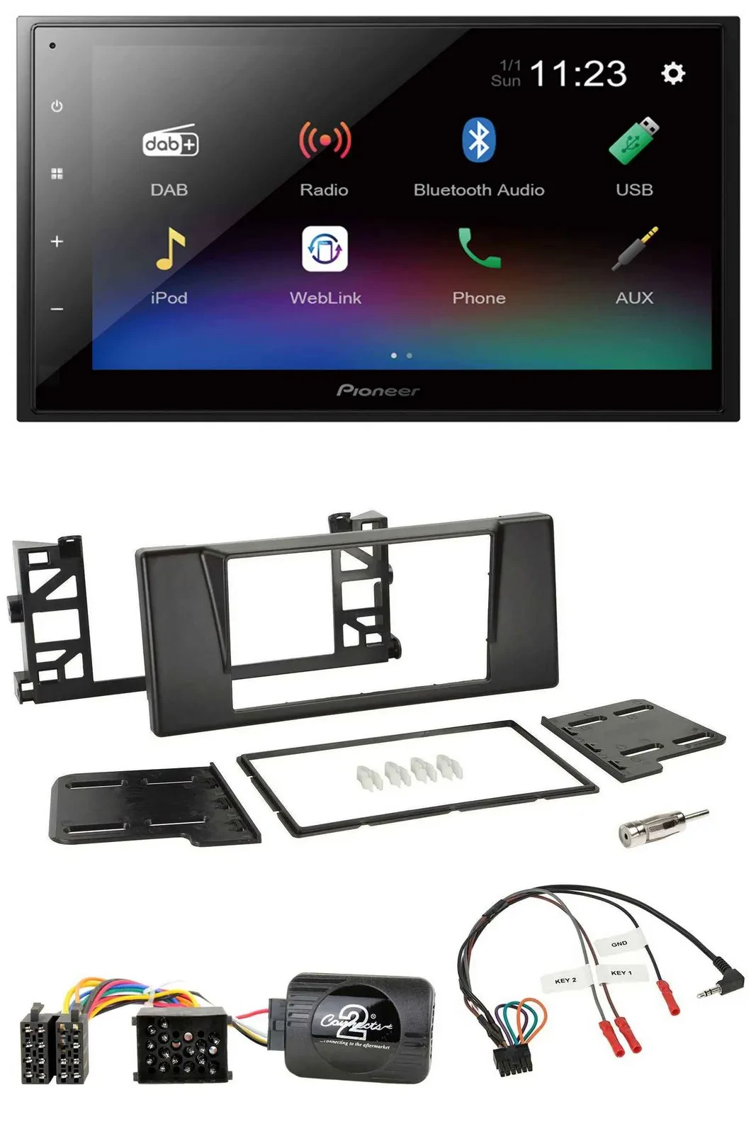 Pioneer USB Bluetooth DAB 2DIN Lenkrad Autoradio für BMW 5er E39 1997-2001