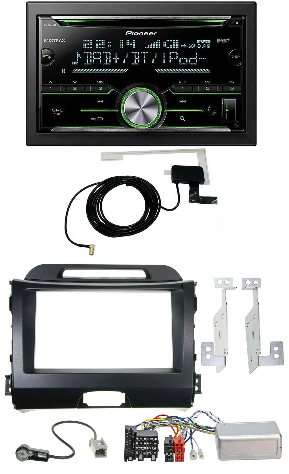 Автомагнитола для Kia Sportage (2010–2015) Pioneer CD USB Bluetooth DAB 2DIN с поддержкой управления на руле