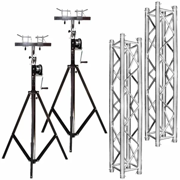 Global Truss Crank-Up Stands Portable 12' Lighting Truss Pair Package