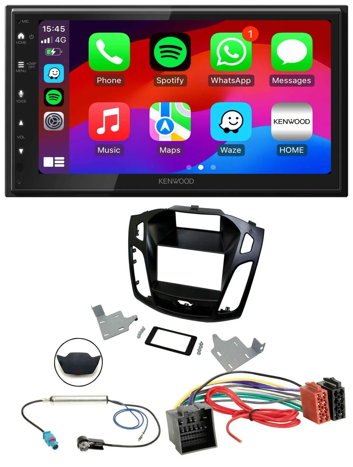 Kenwood MP3 USB DAB 2DIN Bluetooth Autoradio für Ford Focus ab 2018 schwarz