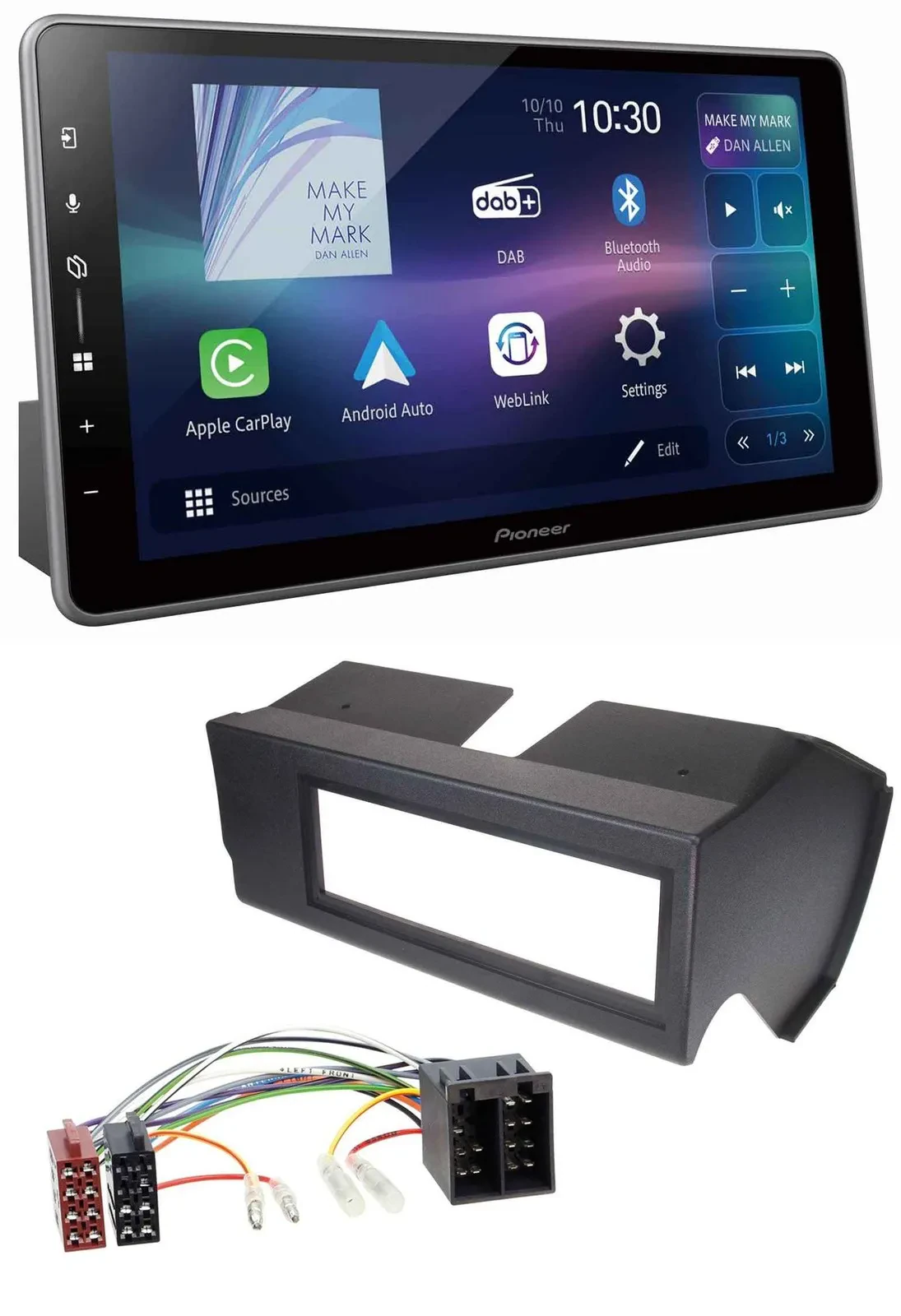 Автомагнитола для Fiat Panda (до 2002) Pioneer Bluetooth, USB, DAB, MP3, черная