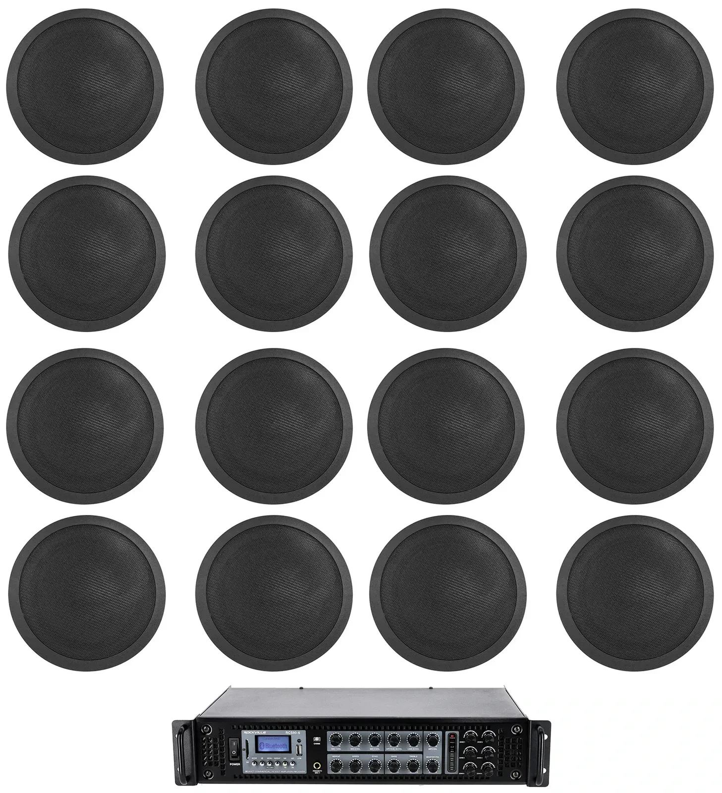 Потолочная акустика Rockville RC90-6 Black с усилителем (16 штук)