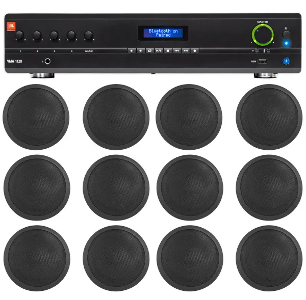 Потолочная акустика JBL CCL6T Black с усилителем (12 штук)