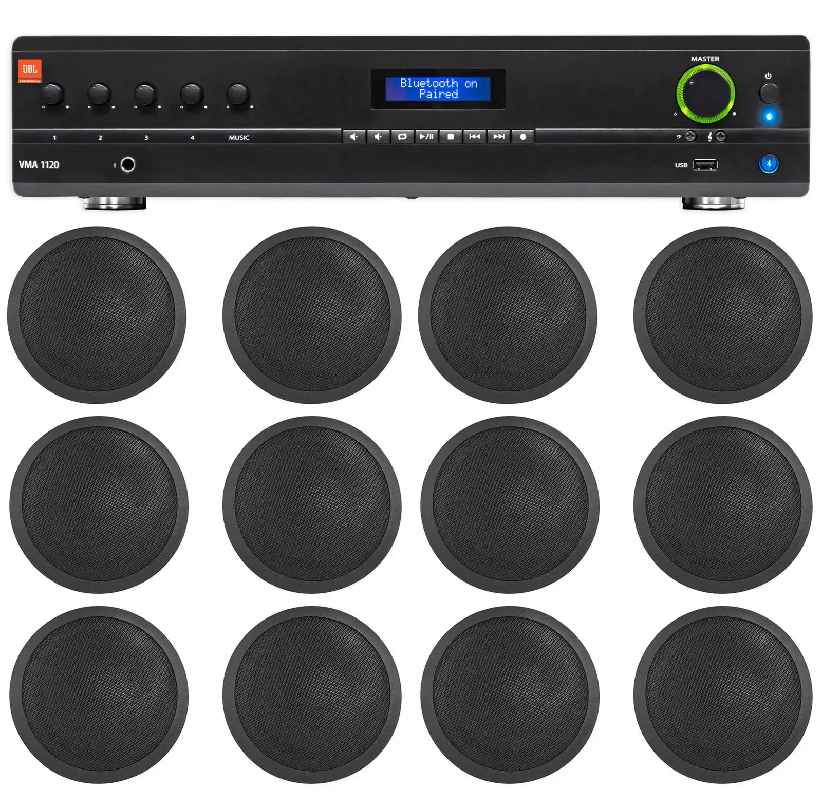 Потолочная акустика JBL CCL6T Black с усилителем (12 штук)