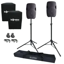 Gemini AS-1500P/AS-15P 15" Powered DJ PA Speaker System + Stands + Covers