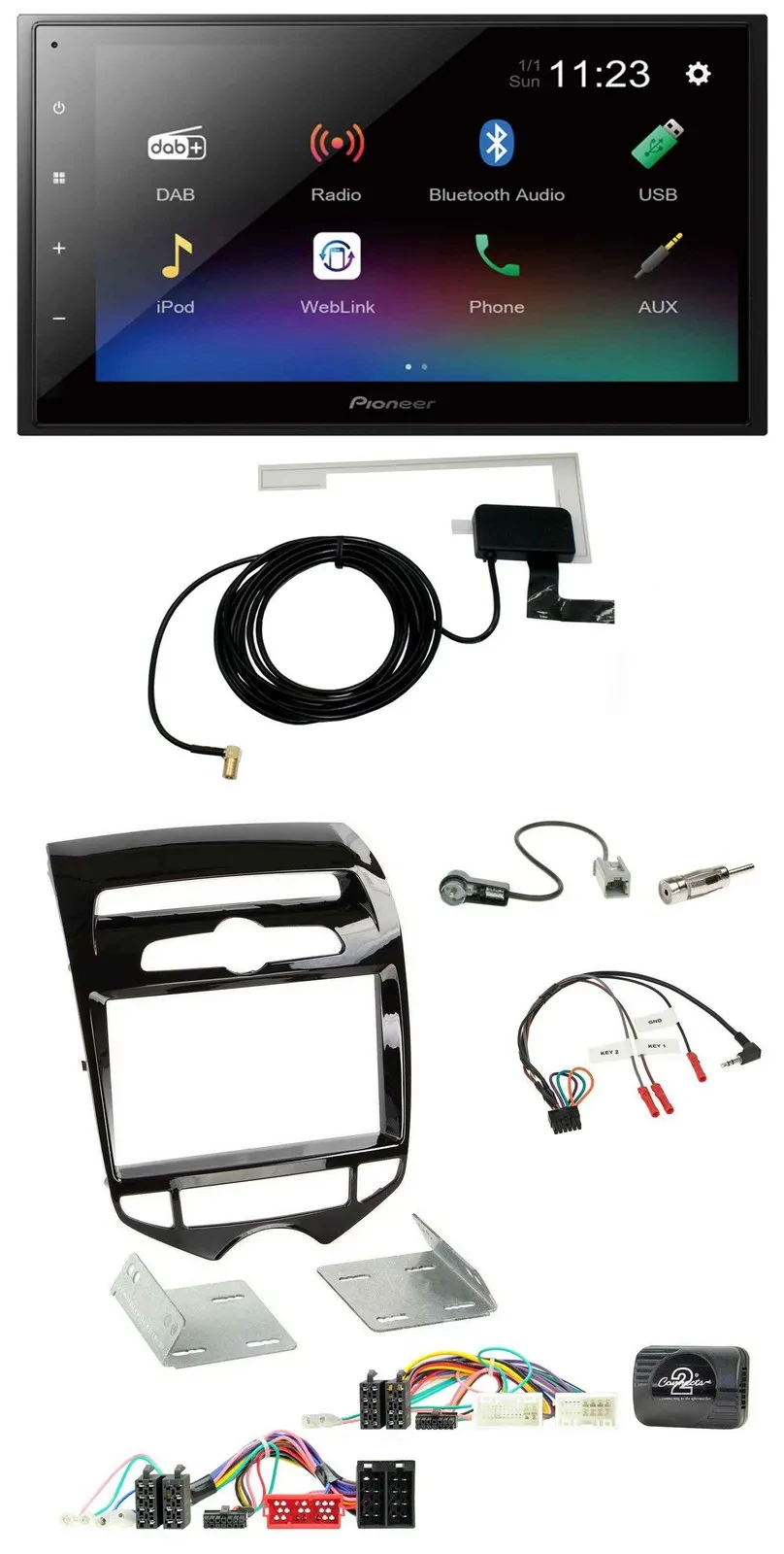 Pioneer DAB Lenkrad Bluetooth 2DIN USB Autoradio für Hyundai ix20 ab 10 autom. K