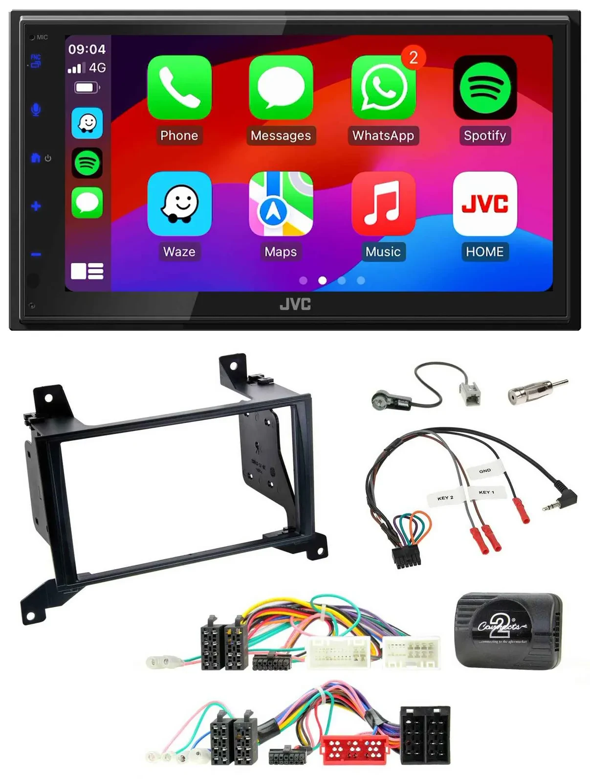 JVC Bluetooth 2DIN Lenkrad DAB USB Autoradio für Hyundai Santa Fe CM 2009-2012