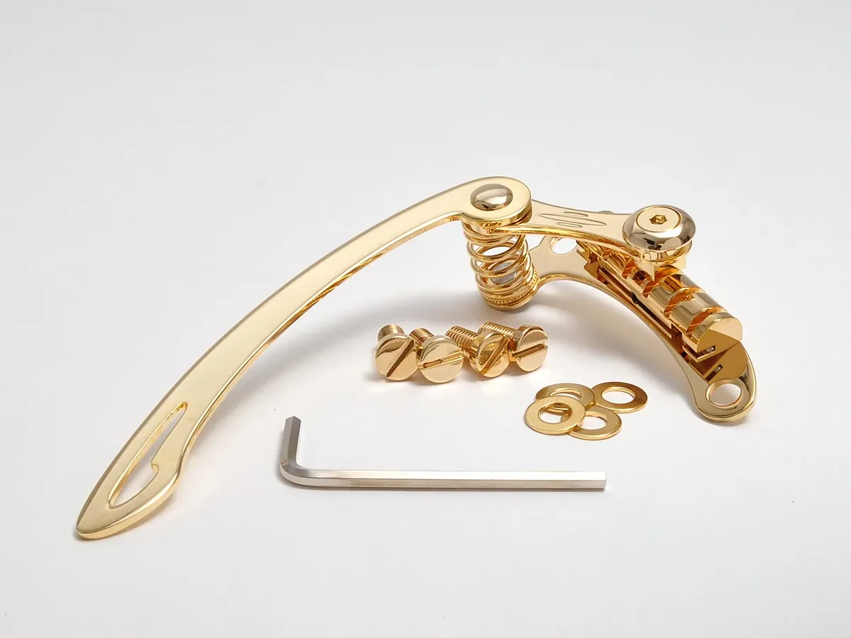 Goldo TLT2 Tailpiece Tremolo w/ Metric and SAE studs: M8 and 5/16-24 - GOLD