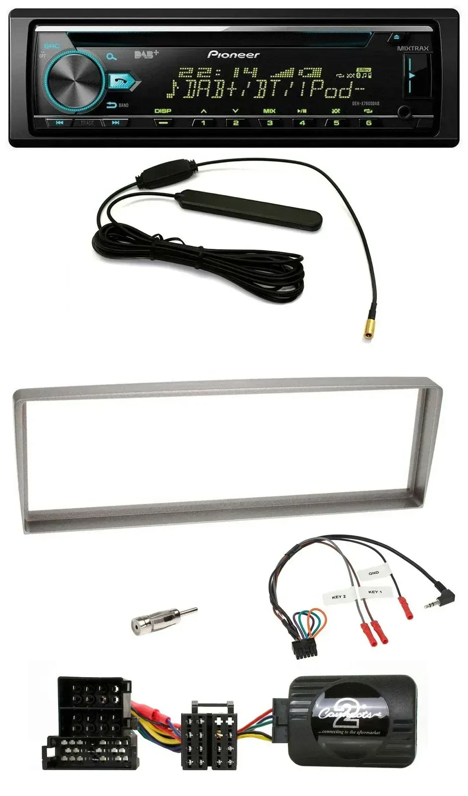 Автомагнитола Pioneer CD/MP3, DAB, USB, совместимая с кнопками на руле, для Alfa Romeo 156 (с 2003), серебристая