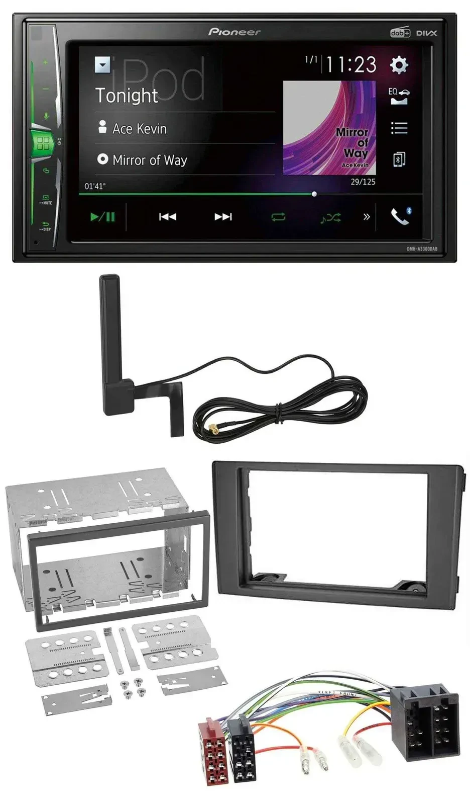 Pioneer MP3 DAB AUX 2DIN Bluetooth Autoradio für Iveco Daily 06-14 schwarz