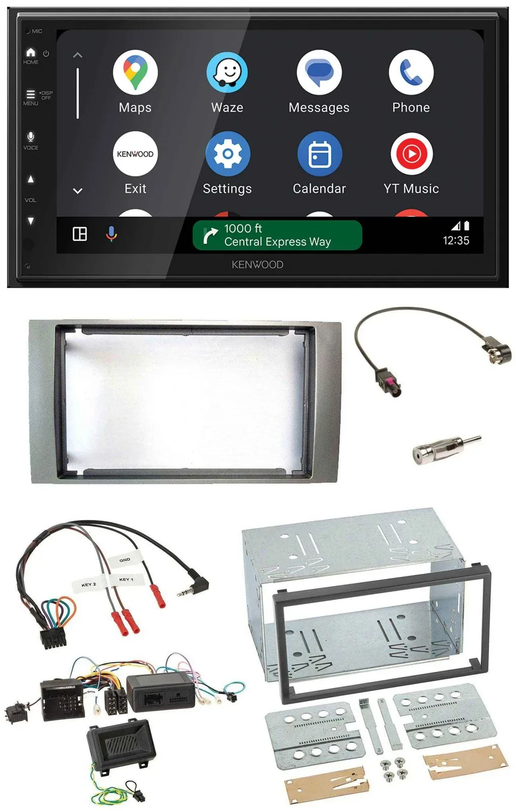 Автомагнитола Kenwood 2DIN DAB Bluetooth USB для Ford Kuga 2008–2012 серебристая