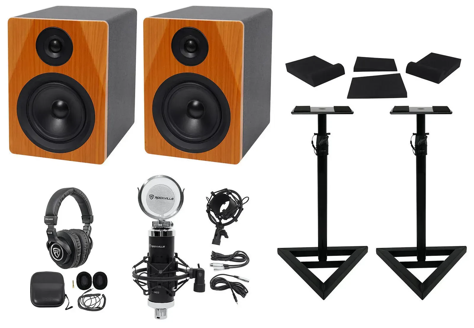 Активный студийный монитор Rockville DPM5 Wood с аксессуарами (пара)