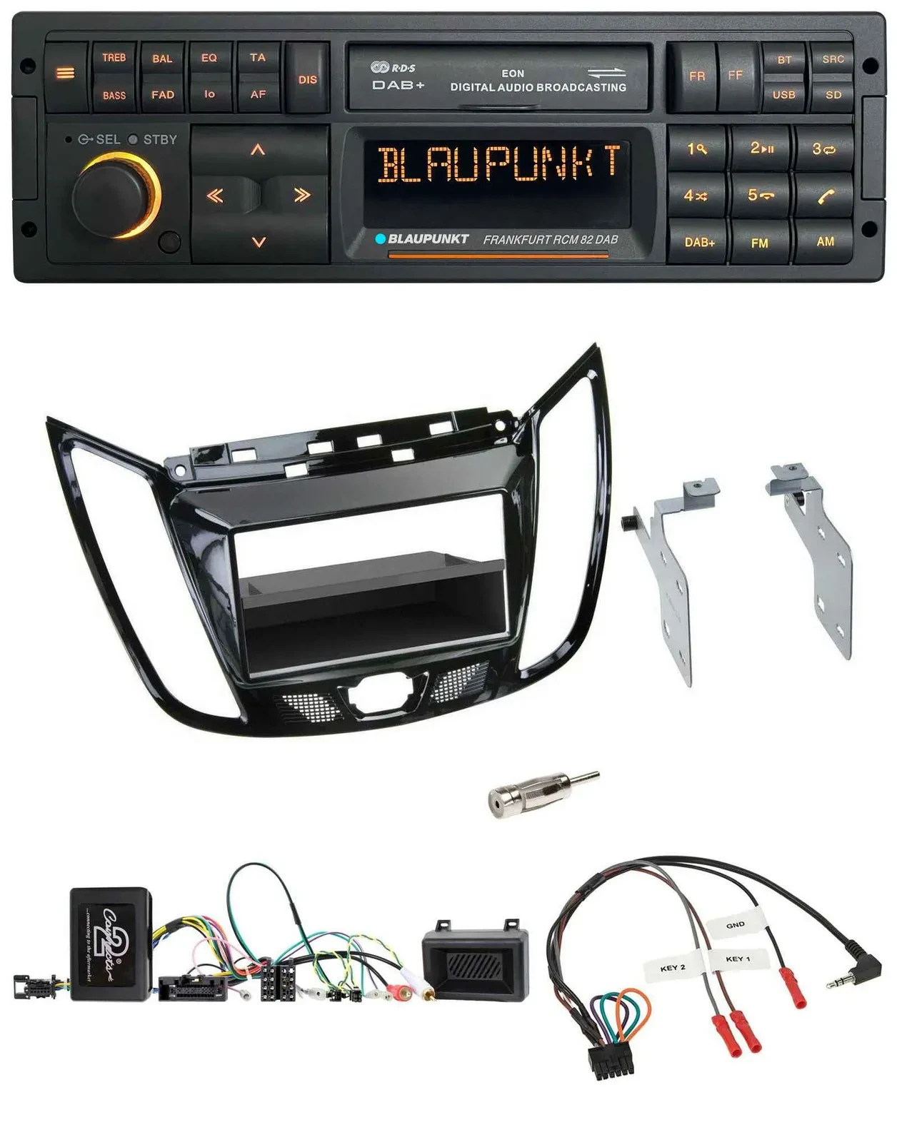 Blaupunkt USB DAB SD Lenkrad Bluetooth Autoradio für Ford C-Max Kuga Klavierlack