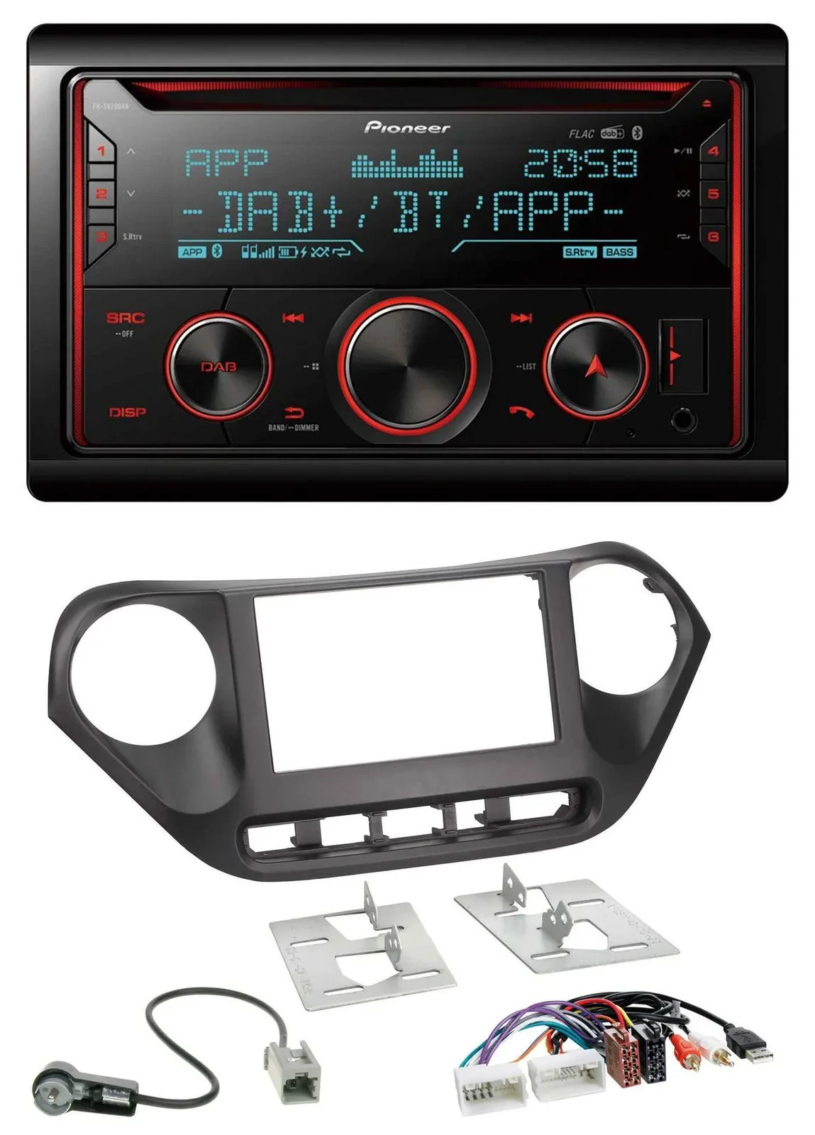 Pioneer 2DIN DAB MP3 Bluetooth USB CD Autoradio für Hyundai i10 ab 2013 AUX USB