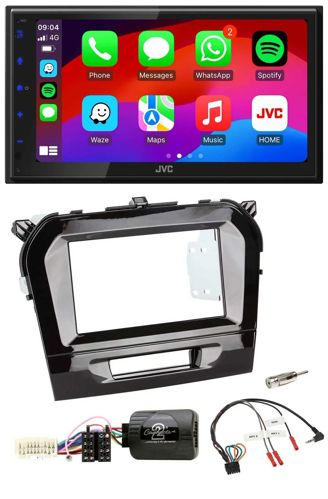 JVC Bluetooth 2DIN Lenkrad DAB USB Autoradio für Suzuki Vitara ab 2015