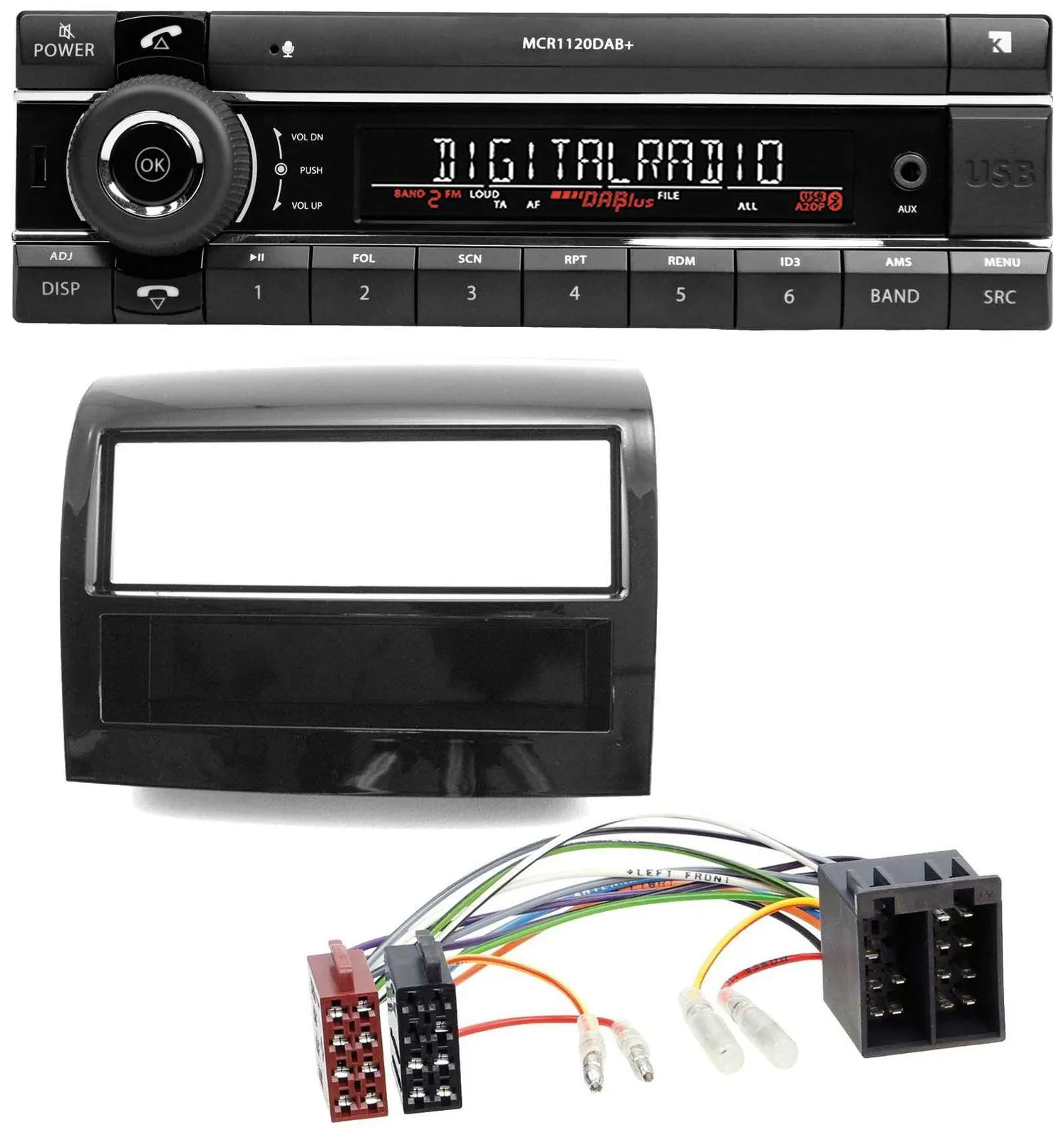 Kienzle Bluetooth MP3 USB DAB Autoradio für Fiat Ducato 2011-2021 piano schwarz