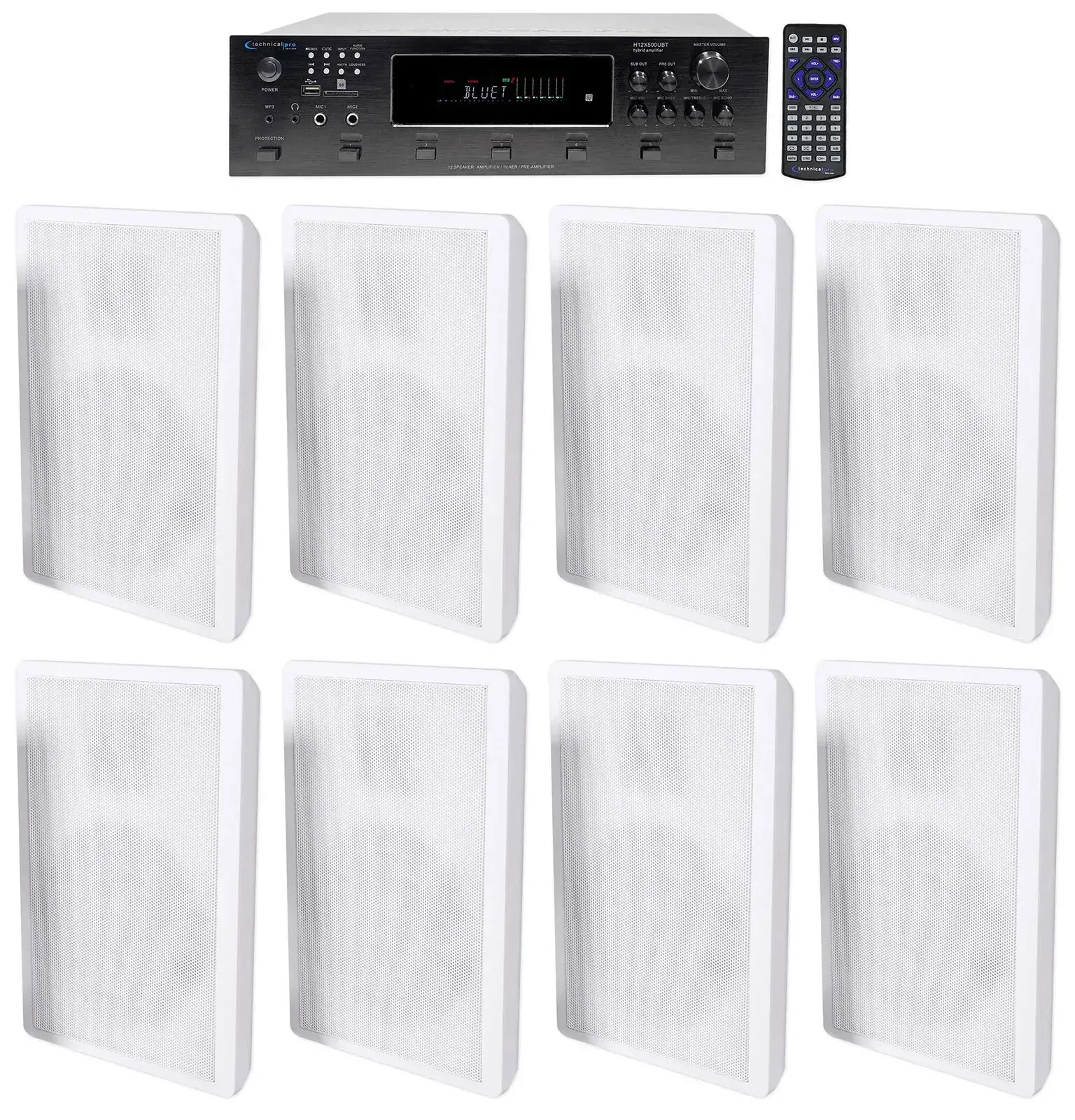 Настенная акустика Technical Pro H12X500UBT+(4) ROCKSLIM COMM White с усилителем (8 штук)