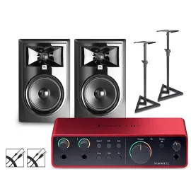 Студийный комплект Focusrite Scarlett 2i2 4th Gen + JBL 306P MkII (набор) с стойками и кабелями