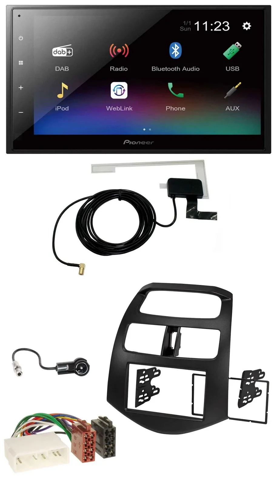 Автомагнитола для Chevrolet Spark Pioneer 2-DIN, DAB, MP3, Bluetooth, USB