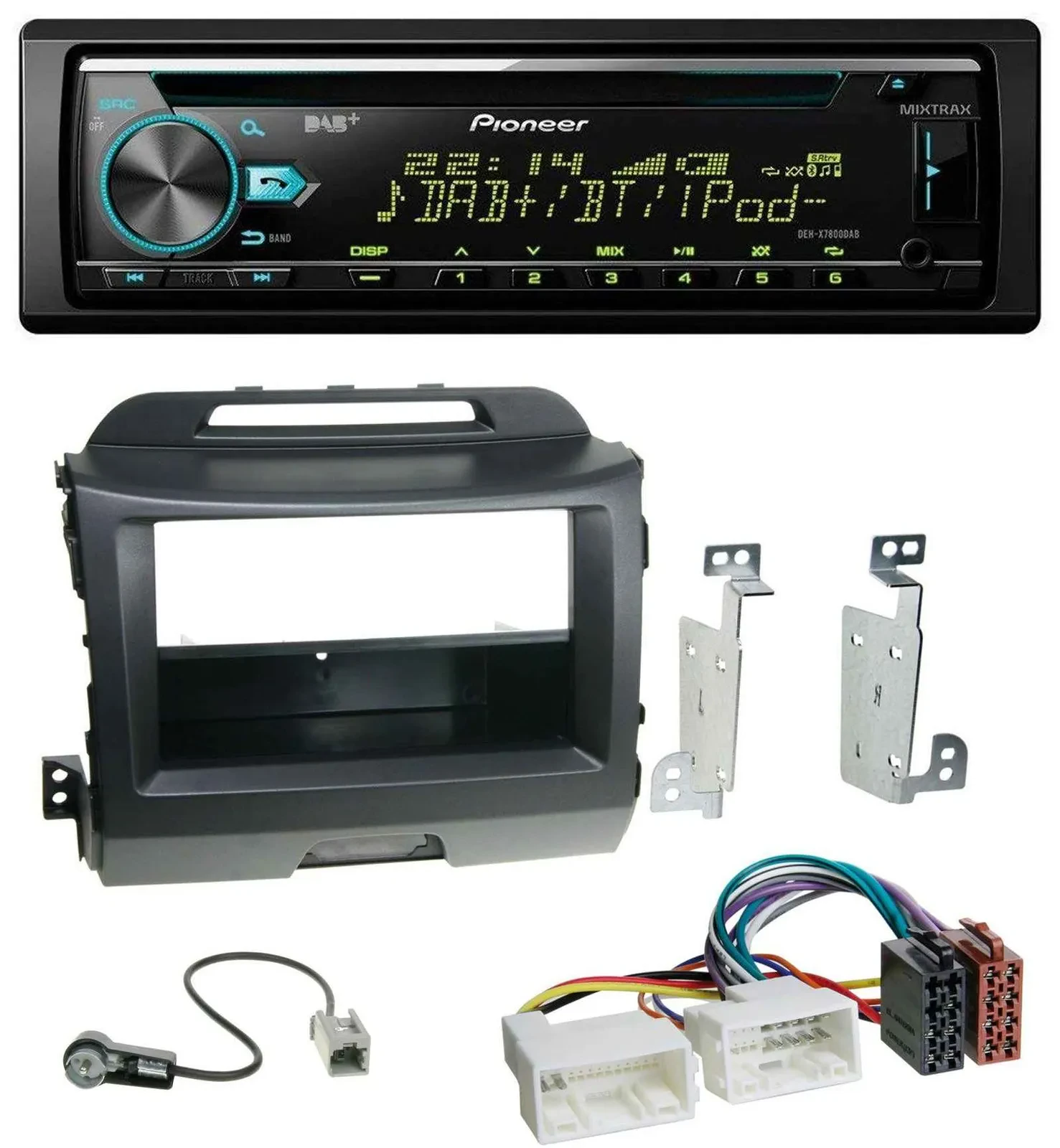 Pioneer DAB MP3 CD USB Bluetooth Autoradio für Kia Sportage 3 SL 10-15 schwarz
