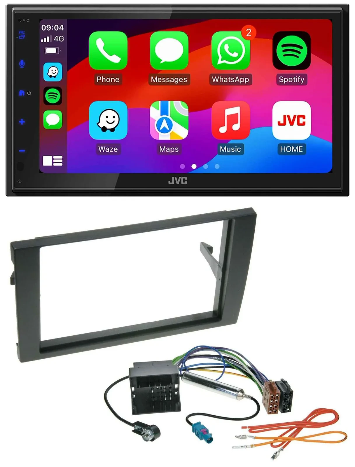 JVC Bluetooth USB MP3 2DIN DAB Autoradio für Audi A4 01-08 B6 B7 Quadlock