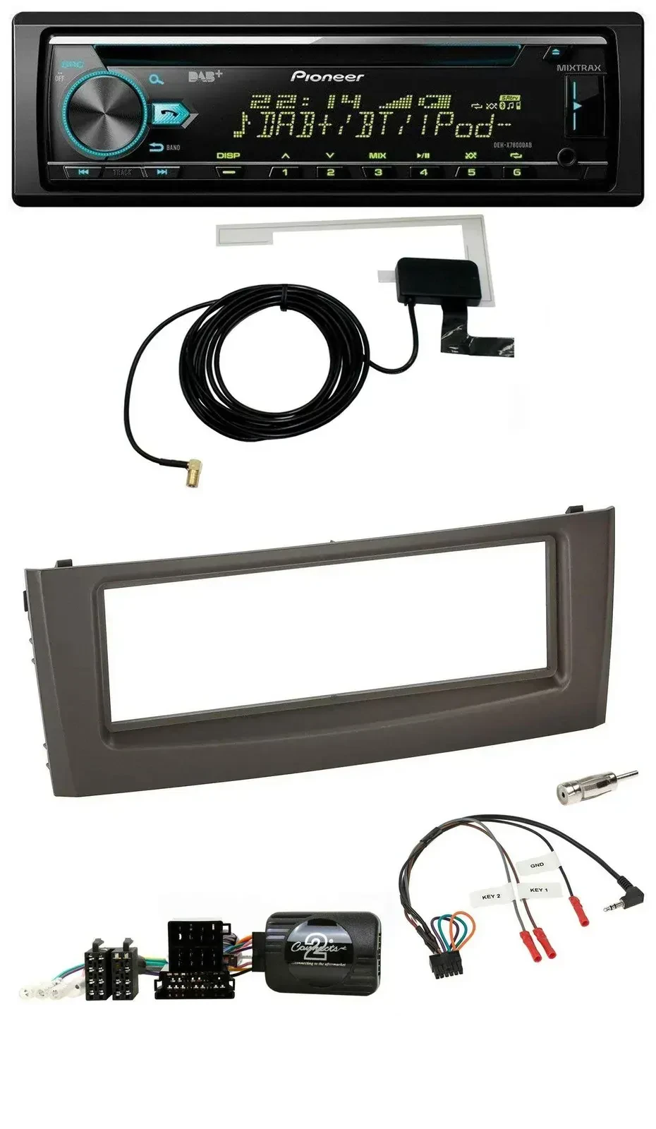 Автомагнитола Pioneer CD/USB/DAB для Fiat Grande Punto 2006–2010, черная, совместимая с кнопками на руле