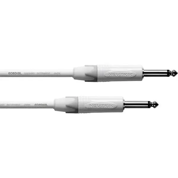Инструментальный кабель Cordial Klinke 6,3mm mono / Klinke 6,3mm mono Weiß 3,0m