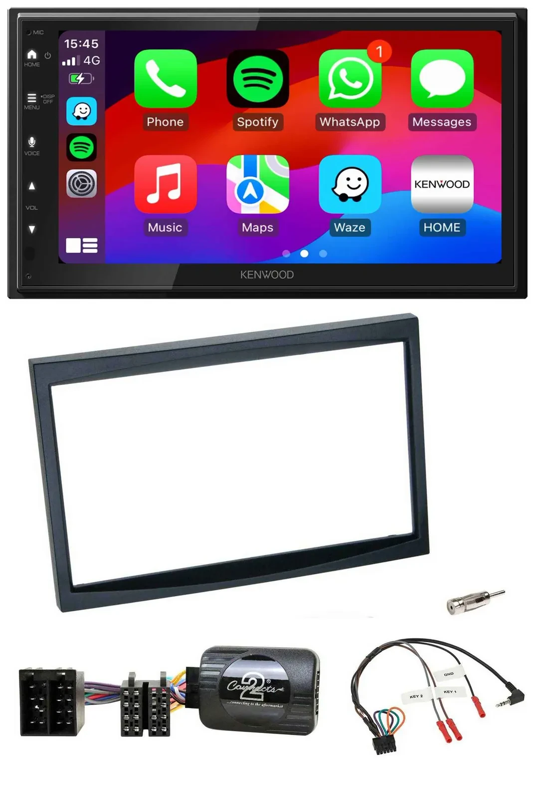 Kenwood Lenkrad USB DAB 2DIN Bluetooth Autoradio für Citroen C3 C2 Berlingo schw