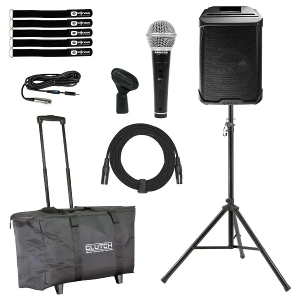 Gemini GPSS-650 6.5" Active Bluetooth PA DJ Speaker w Tripod Stand & Case