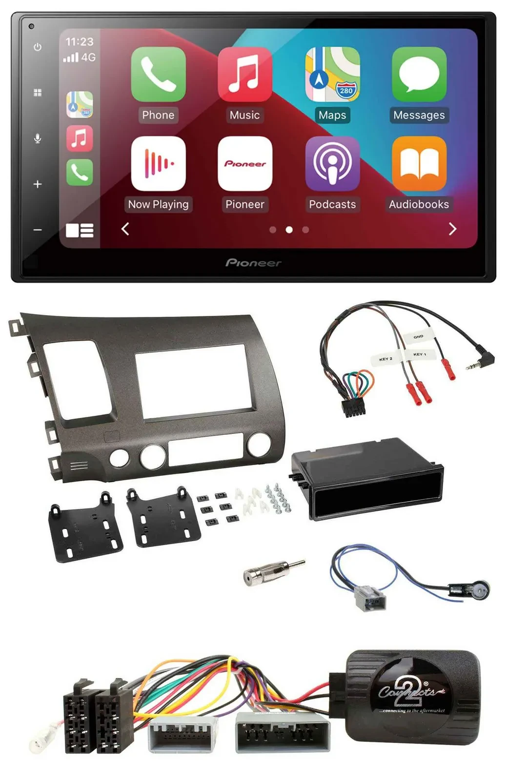 Автомагнитола для Honda Civic 2006–2010 Hybrid Pioneer 2 DIN DAB Bluetooth USB с поддержкой кнопок на руле