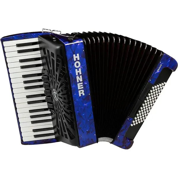 Аккордеон Hohner Bravo III 72 Accordion with Black Bellows Blue