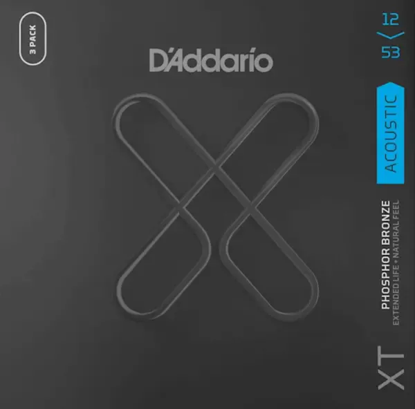 Струны для акустической гитары D'Addario XTAPB1253-3P, фосф.бронза, 12-53, с покрытием, 3 комплекта