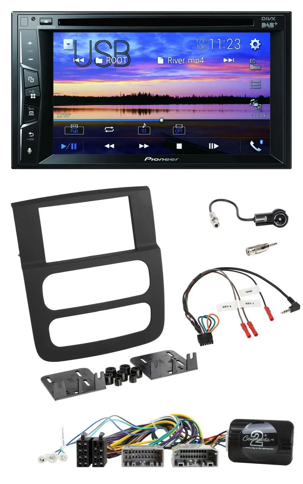 Pioneer Bluetooth 2DIN USB DVD DAB Lenkrad Autoradio für Dodge RAM 2002-2006