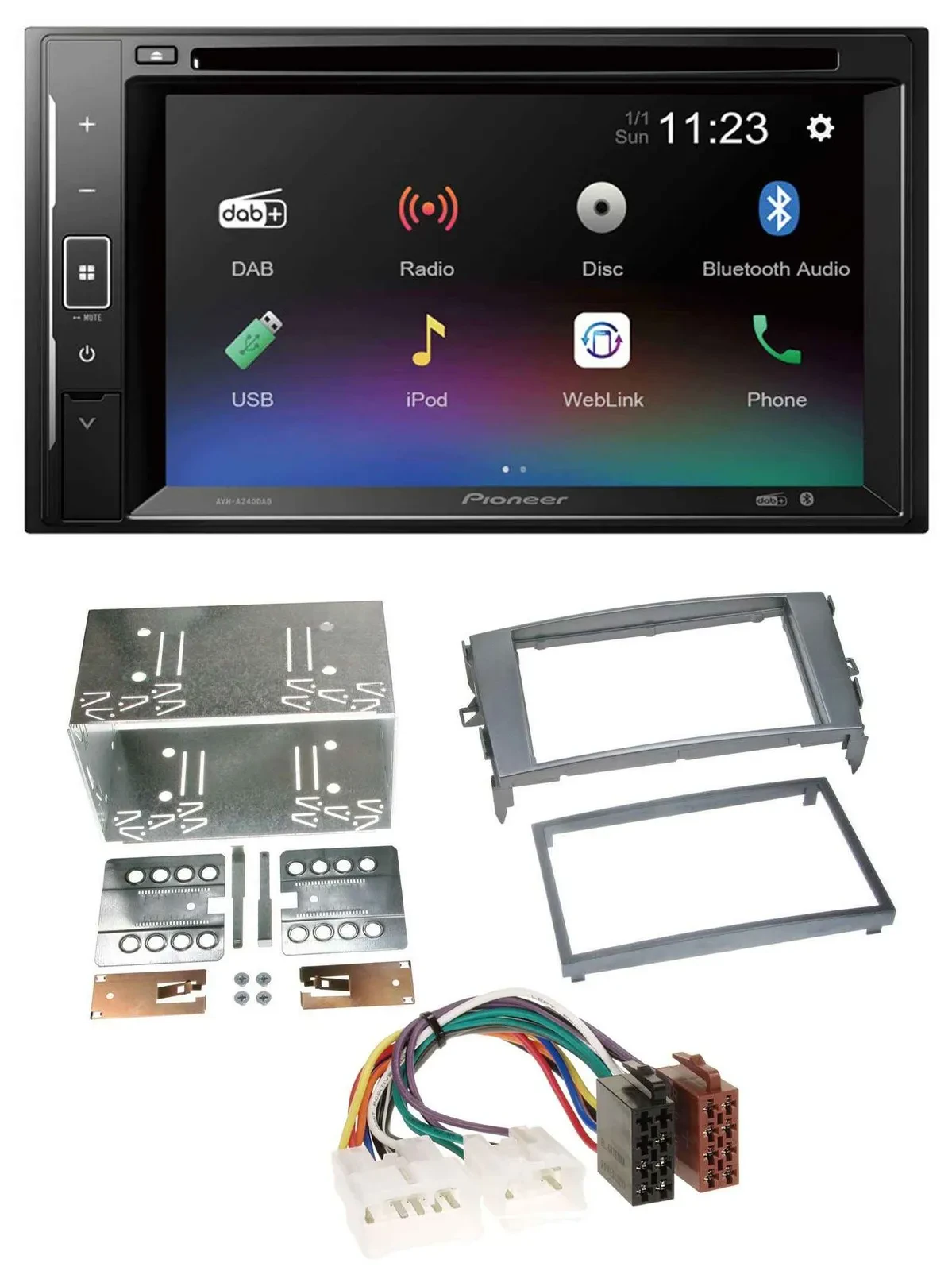 Pioneer Bluetooth MP3 USB 2DIN DAB DVD Autoradio für Toyota Auris 07-12 anthrazi