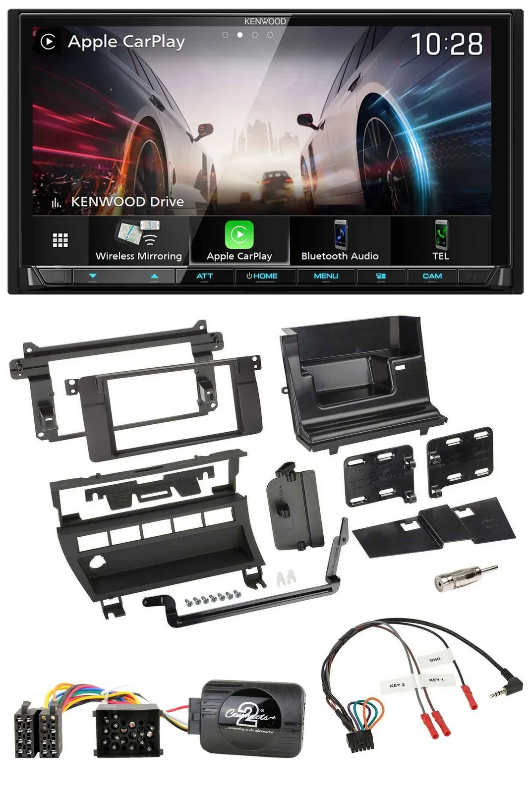 Kenwood Lenkrad 2DIN USB DAB Bluetooth Autoradio für BMW 3er 1999-2006 5 Schalte