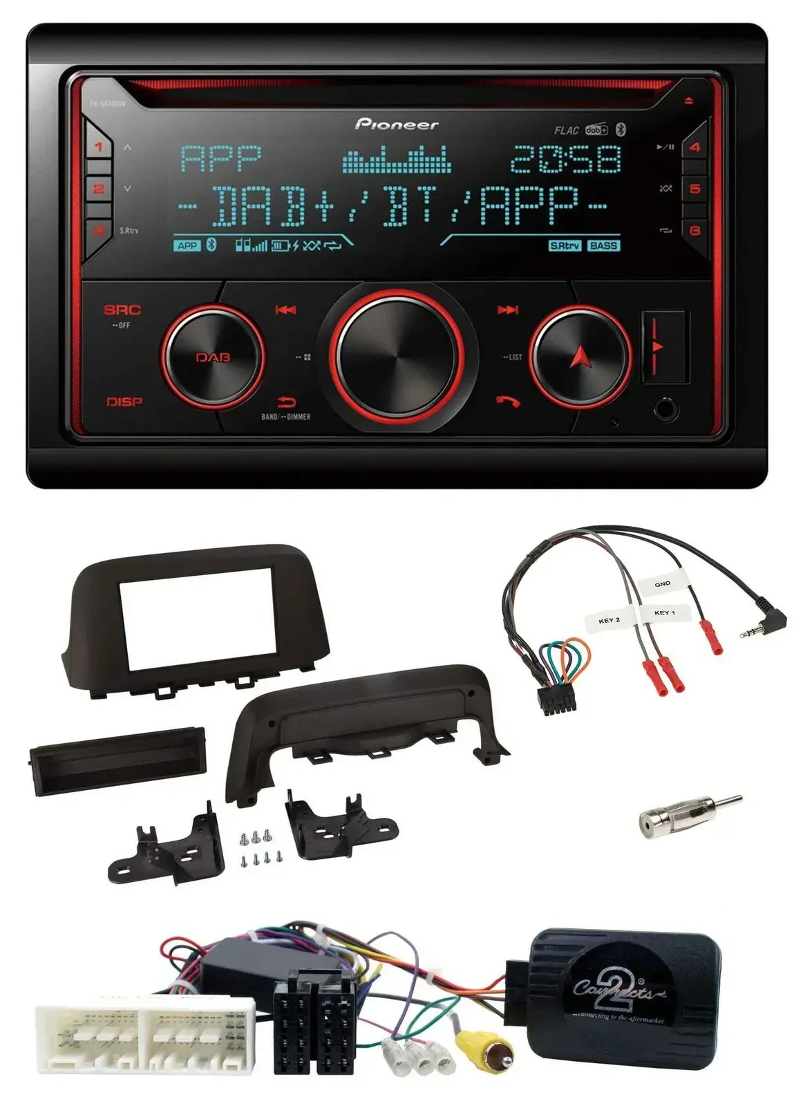 Автомагнитола Pioneer 2-DIN, DAB, Bluetooth, USB, CD, совместима с кнопками на руле, для Hyundai Kona (с 2013)