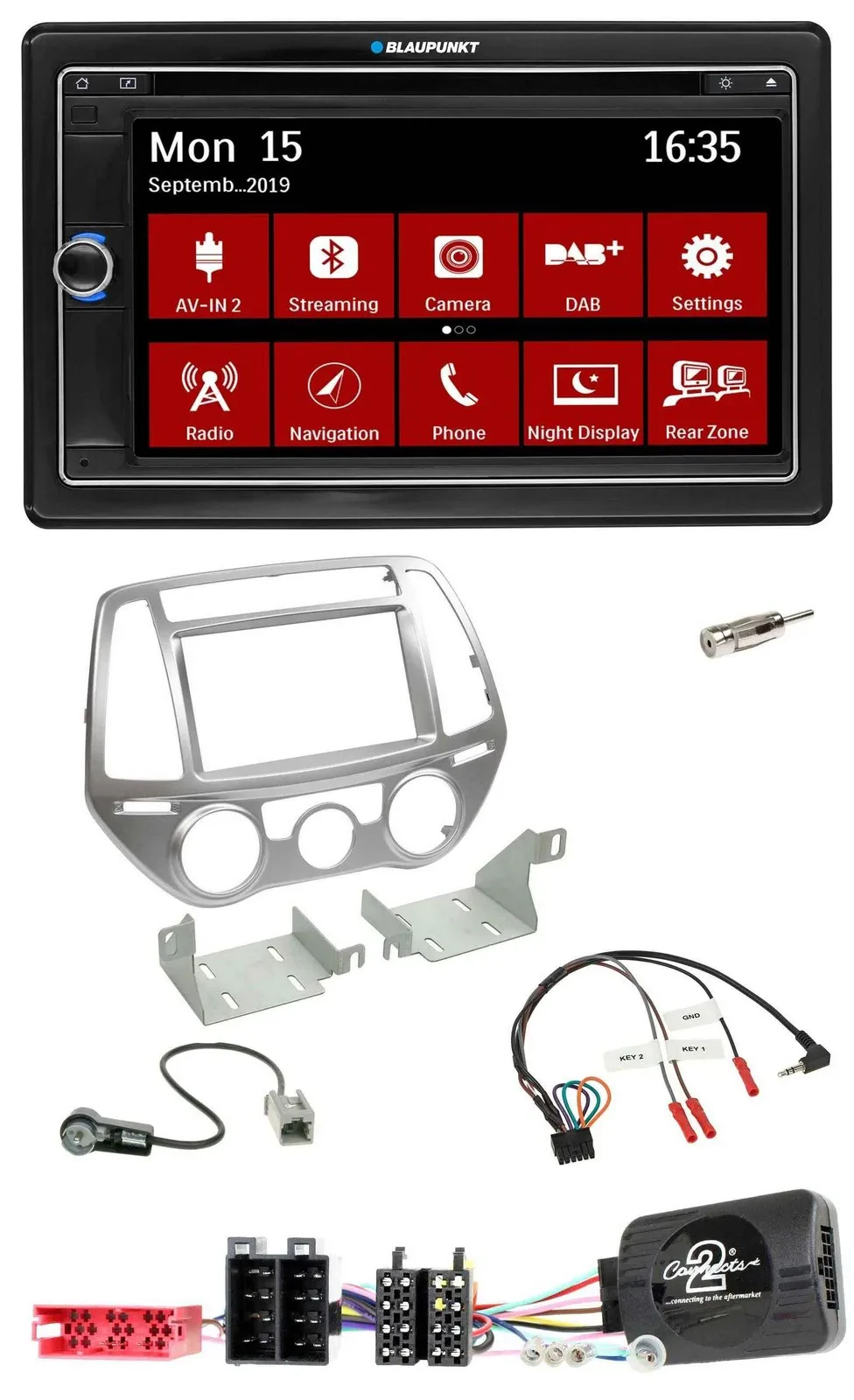 Blaupunkt 2DIN USB DAB Lenkrad Bluetooth TMC Navigation für Hyundai i20 2012-201